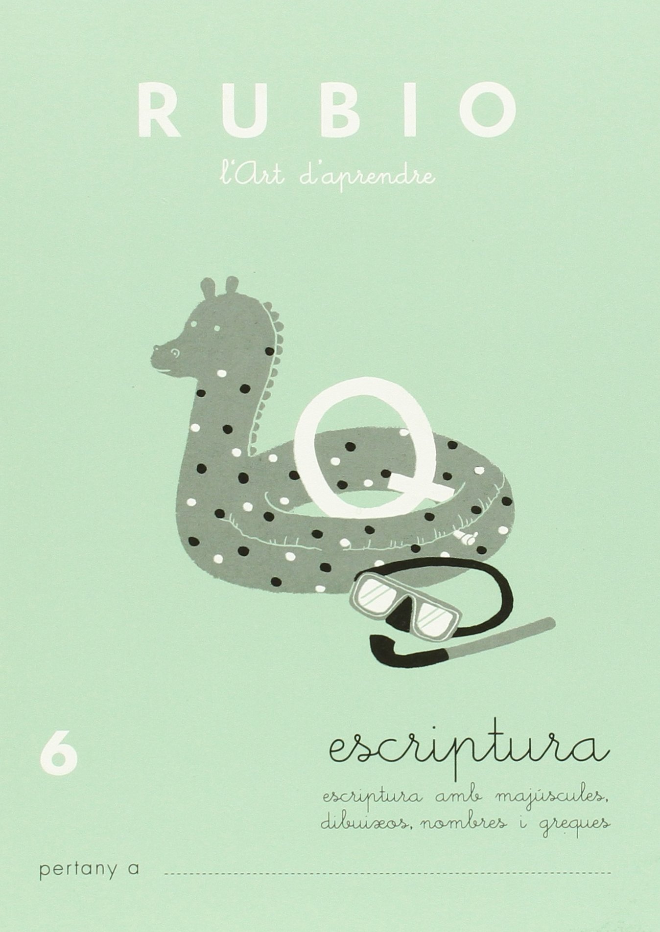 Escriptura 6 RUBIO Català | Escriptura amb majúscules, dibuixos, nombres, greques | +7 anys