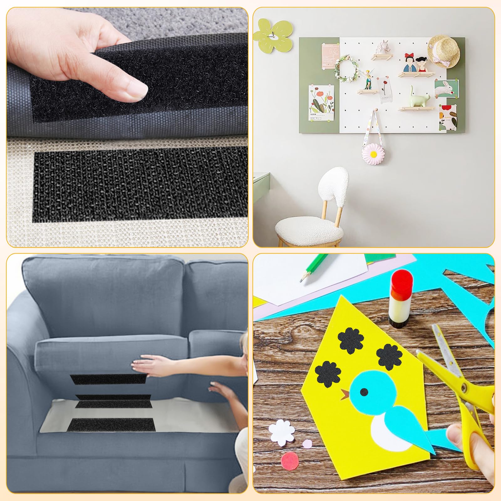 10ft X 4.4in Heavy Duty Nylon Adhesive Strips Roll – Double-Sided Tape, Reusable, No Tools Needed – For Rugs, Cushions, Wall Mounting & Crafts