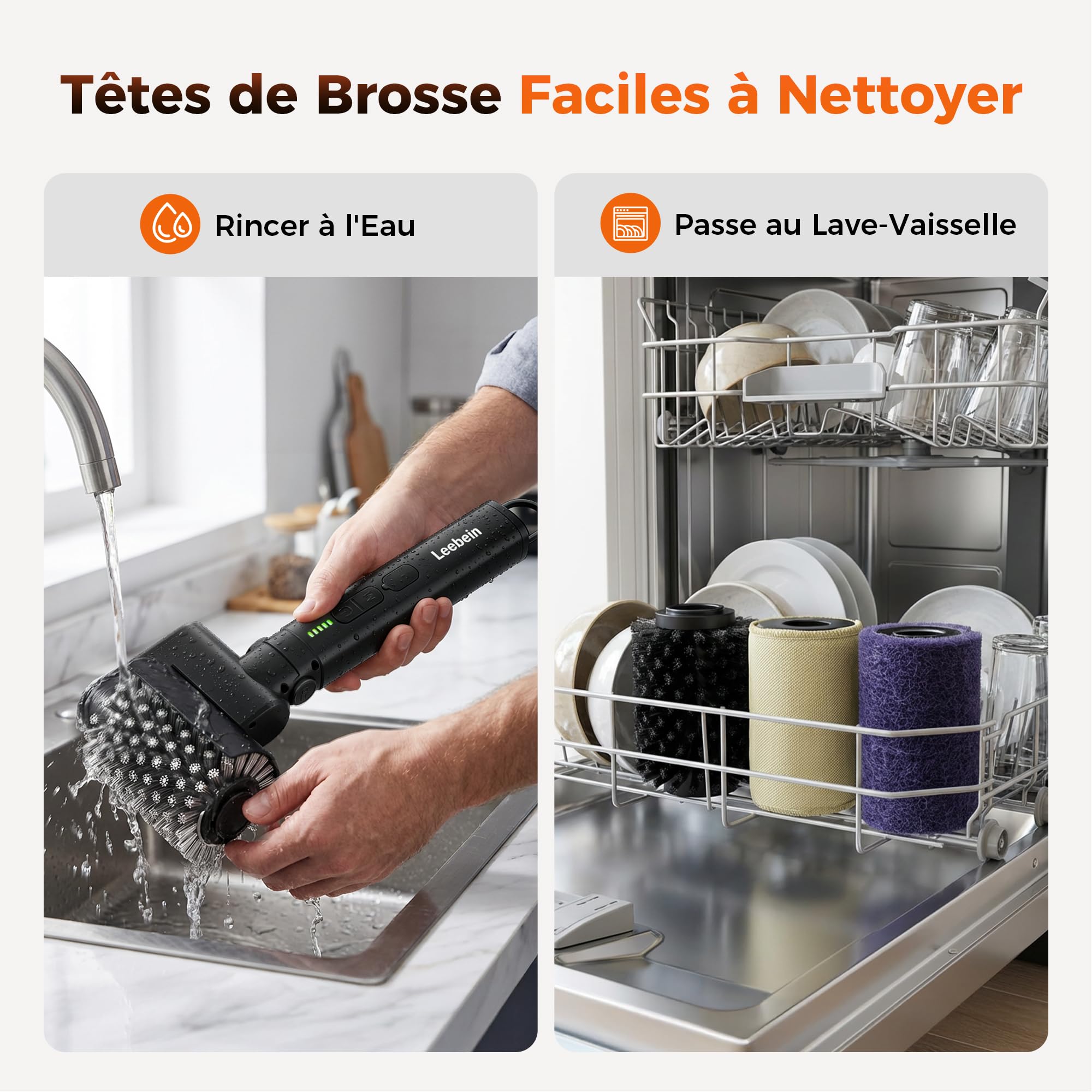 Leebein Brosse Électrique pour Barbecue, 2026 Brosse Électrique Nettoyage 3 Vitesses & Angle Réglable avec 3 Têtes Remplaçables, 150 Min Autonomie, Résistante à l'eau et aux Hautes Températures