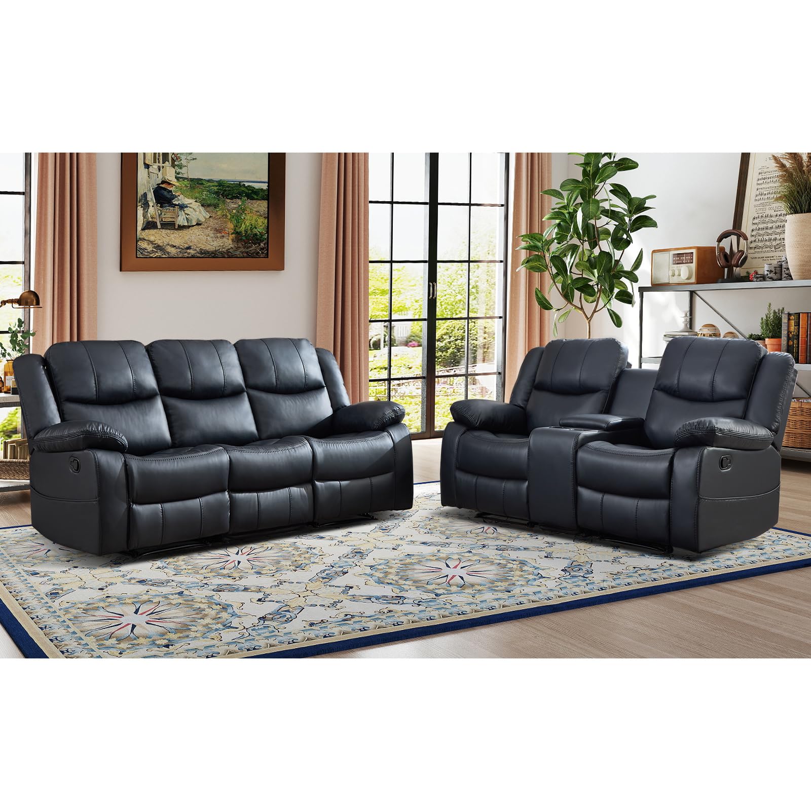 EBELLO 2 Pieces Manual Recliner Sofa Set