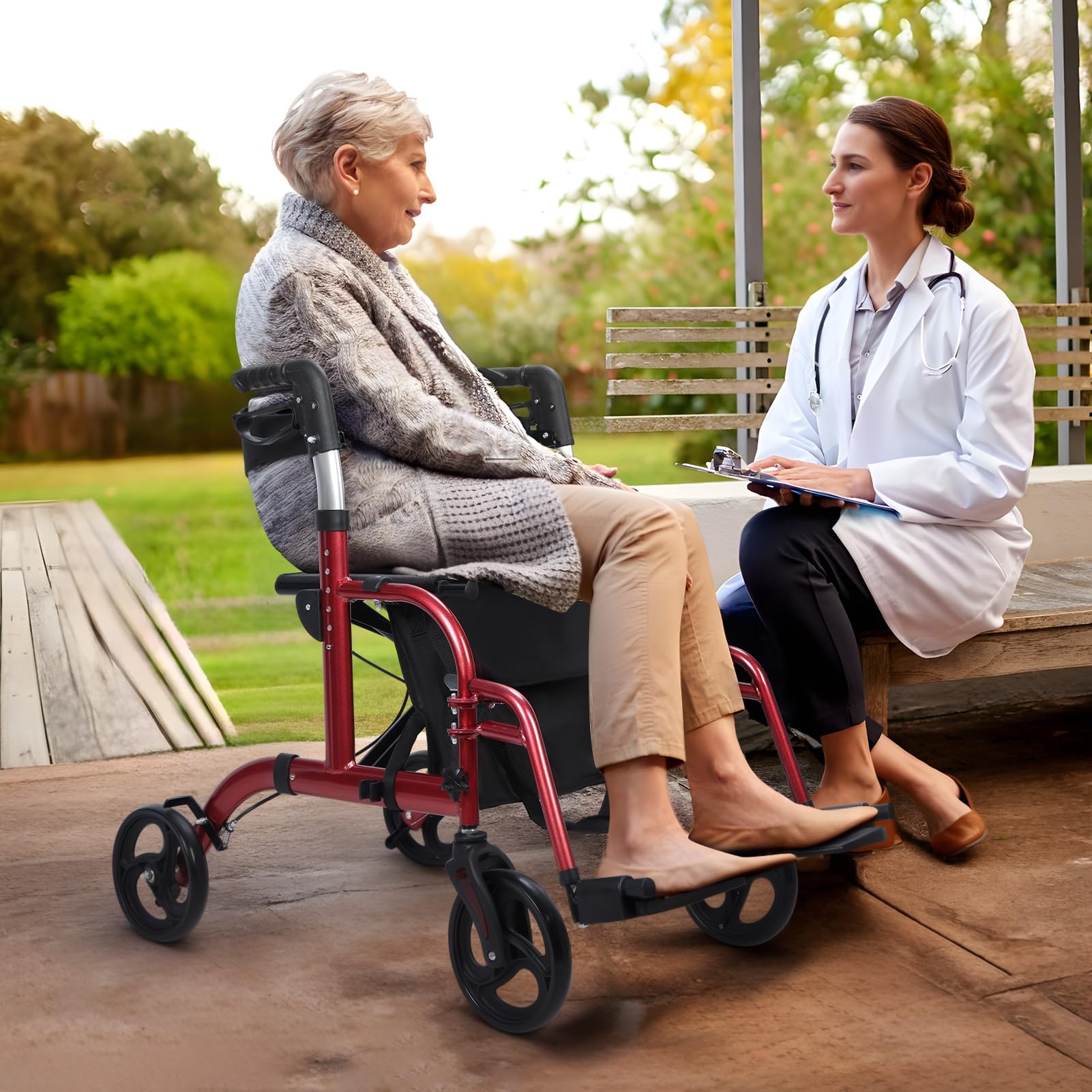 Andador con ruedas para personas mayores, ligero y plegable con bolsa de almacenamiento, altura ajustable mejorada, andador de 4 ruedas con asiento y frenos para personas mayores y adultos,