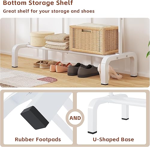 Miniatura 6 de JIUYOTREE Perchero estándar para ropa con estantes de almacenamiento, organizador para colgar ropa, prendas de vestir, chaqueta, camisa, suéter