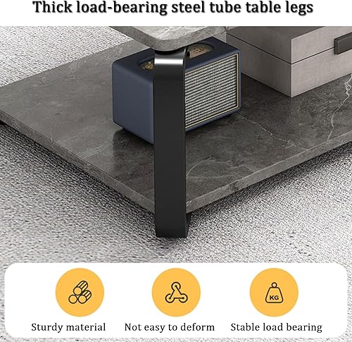 Miniatura 5 de YVYKFZD Mesa auxiliar de madera, mesa central de 2 niveles con patas de metal, mesa de té rectangular para sala de estar, mesa auxiliar de cóctel