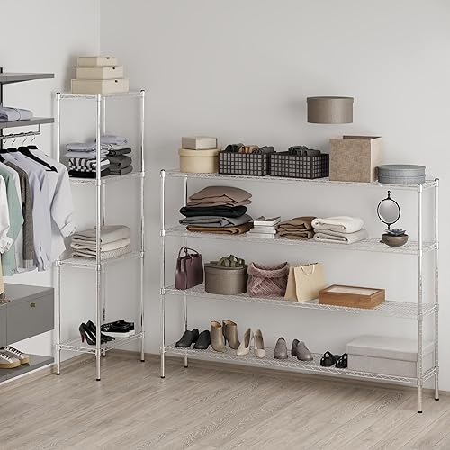 Miniatura 178 de Kit de estantería de alambre cromado de 4 niveles de 24 pulgadas de profundidad x 24 pulgadas de ancho x 64 pulgadas de alto Unidad de estante