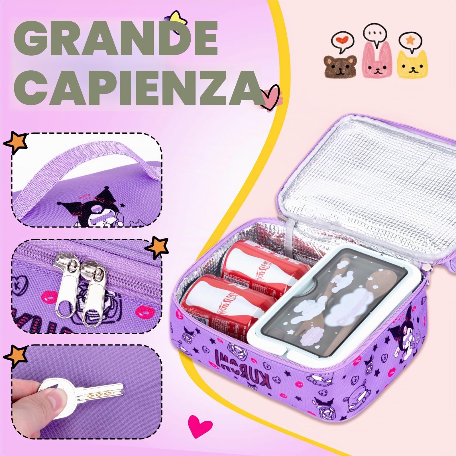 Roffatide Zaino da viaggio e da trekking per computer portatile, stile business casual, con stampa Anime Kuromi, 43,2 cm