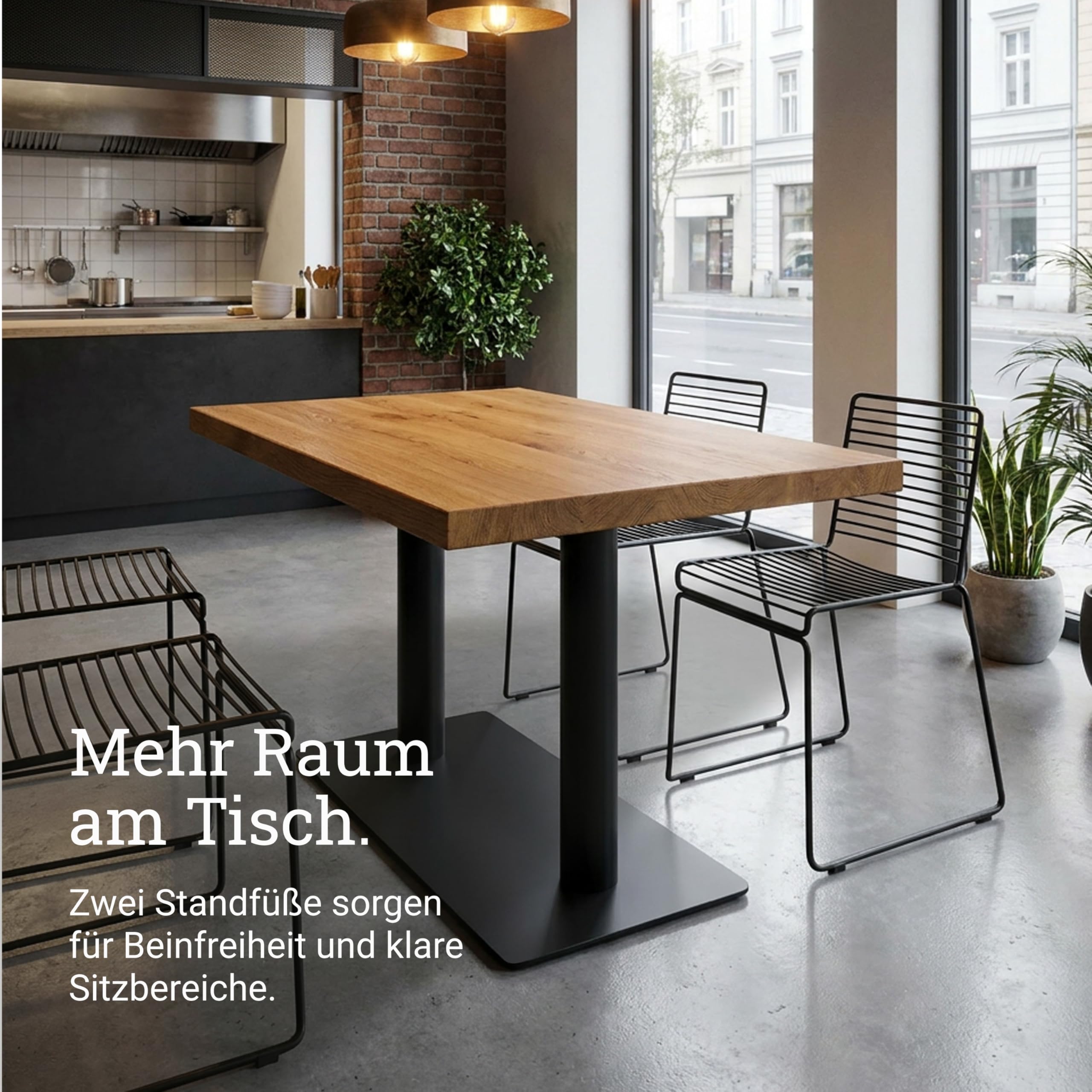 Natural Goods Berlin 1x Bistrotischgestell Duo RUND - Tischbeine Metall Schwarz Outdoor Bistrotisch Outdoor 72cm- Tischbeine Schwarz, Tischfüsse Aus Metall - Zwei Tischfüße Für Drinnen & Draußen