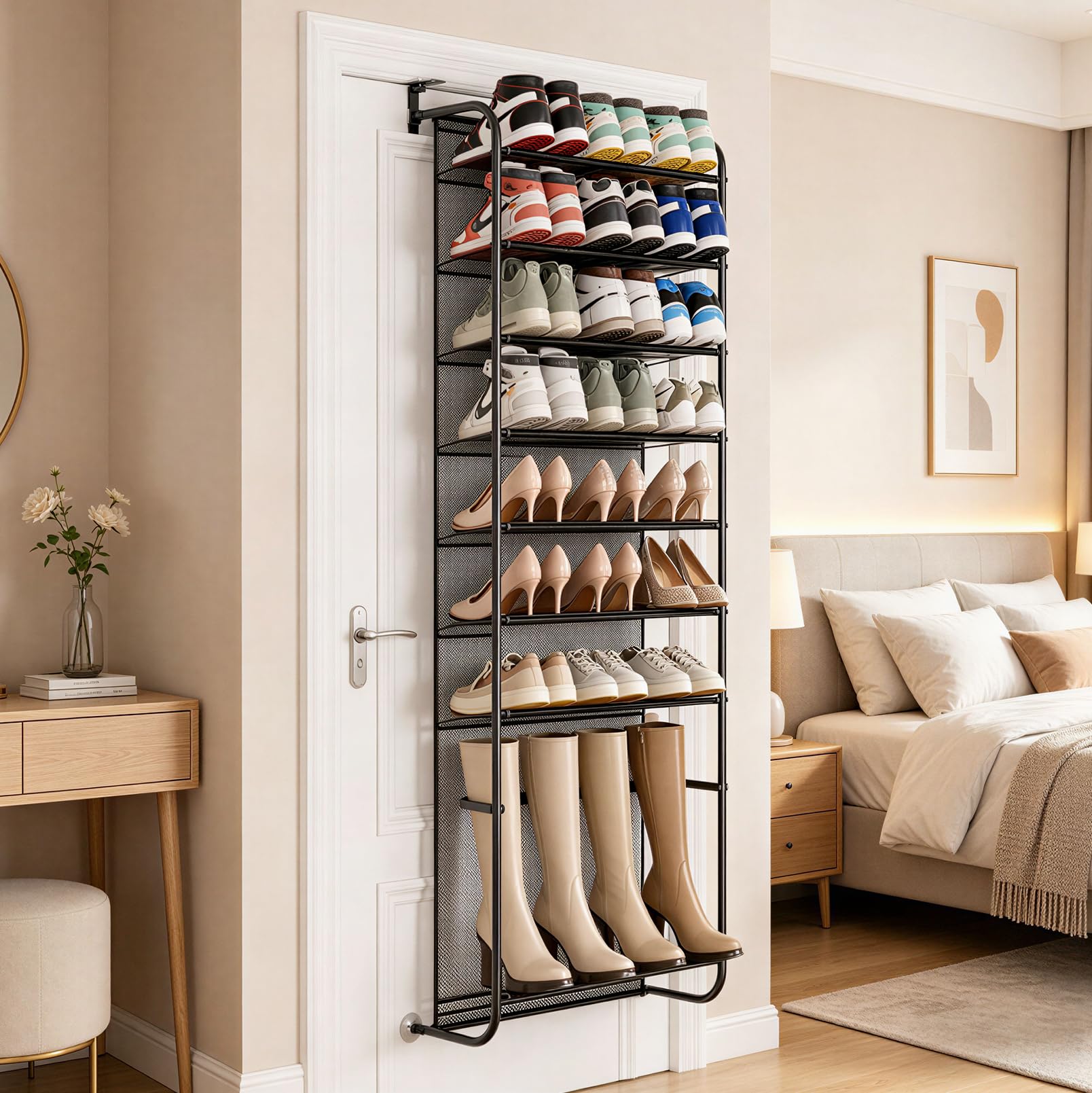 Étagère à chaussures à 8 étages de 56x22x158 cm pour ranger bottes