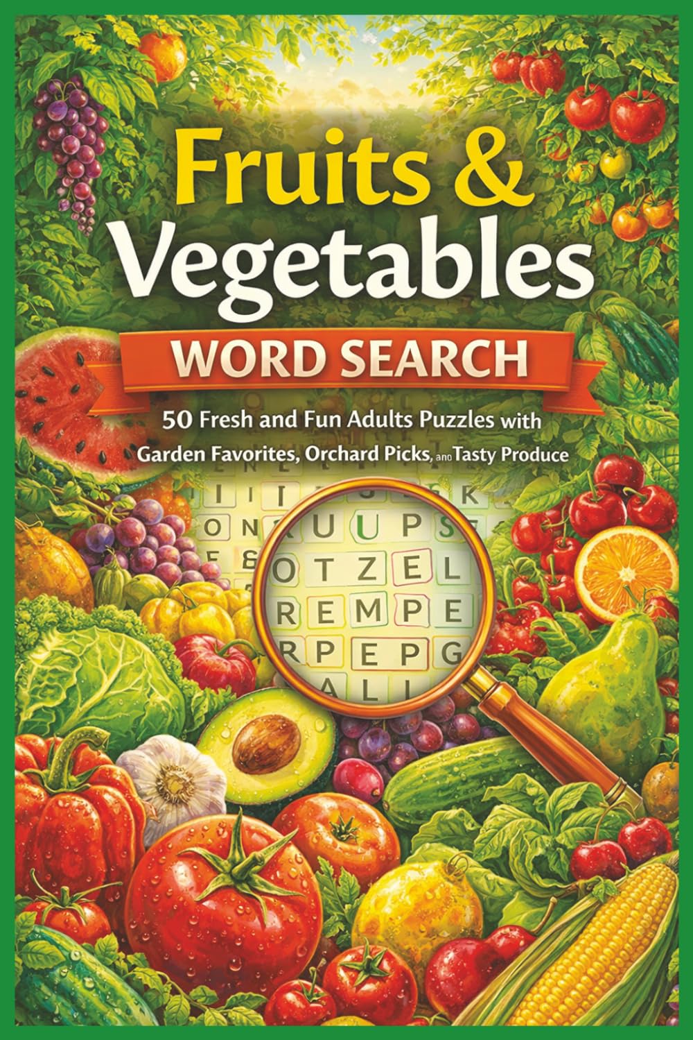 Fruits & Vegetables Word Search: 50 Fresh and Fun Adults Puzzles with Garden Favorites, Orchard Picks, and Tasty Produce (Word search books collection)