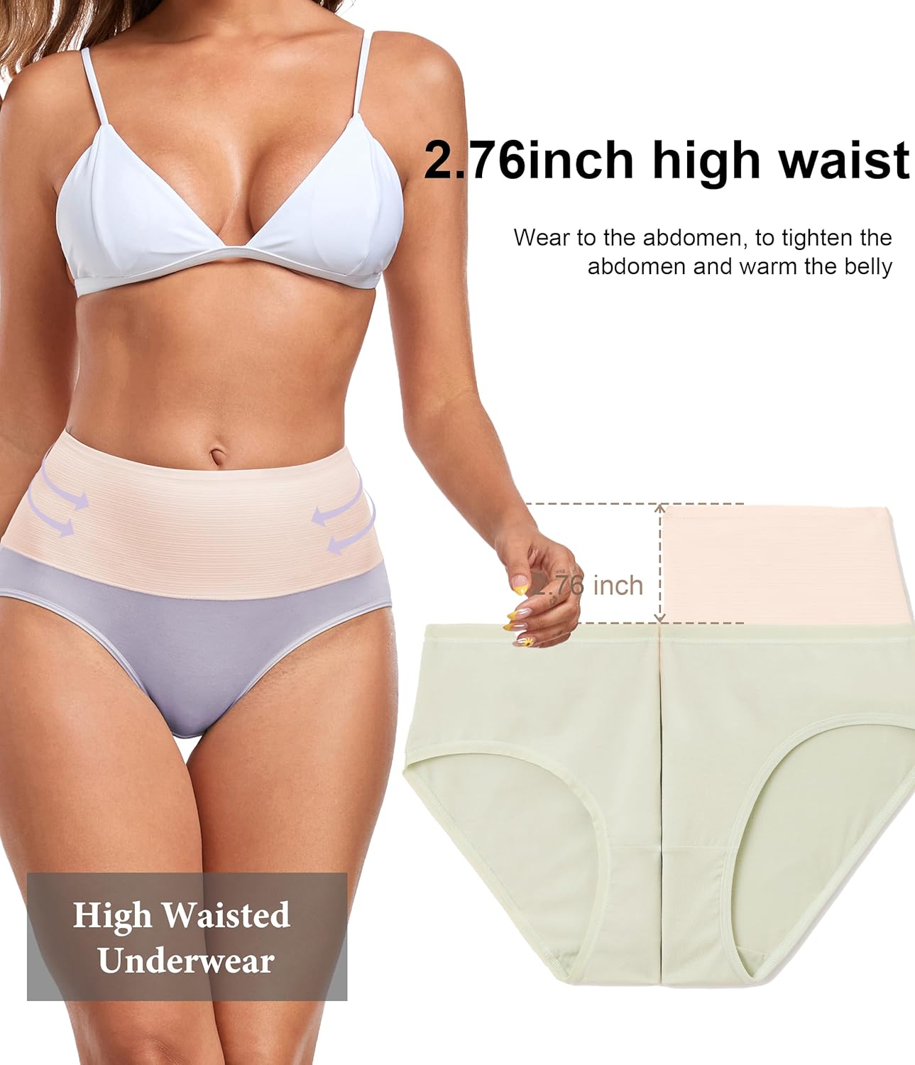 ANLIQI Women's Modal Underwear High Waisted Full Coverage Briefs Soft Stretch Breathable Ladies Hipster Panties Multipack - Image 2