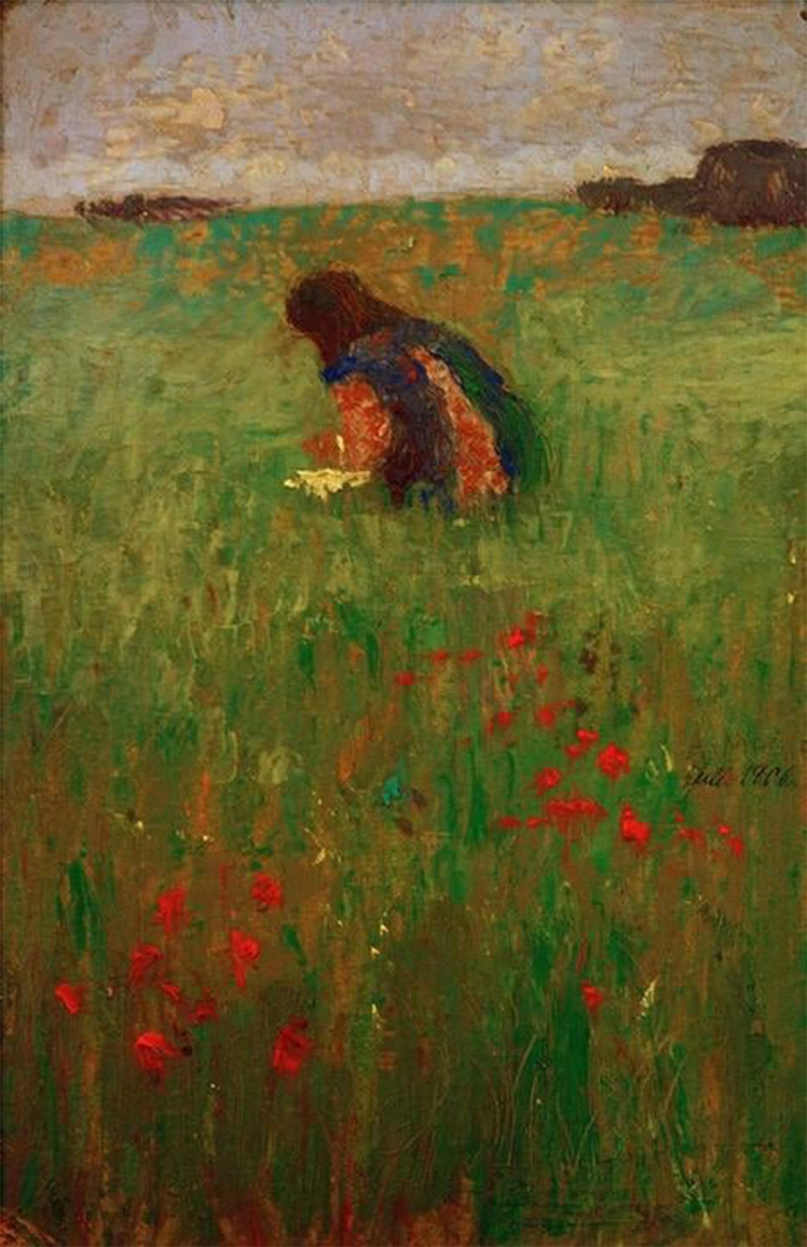 ARTXLXXBN Famous Prints Artwork Pictures Poster Painting Art Child in Meadow by August Macke Artwork Landscape Pictures for Home Decor 60x90cm