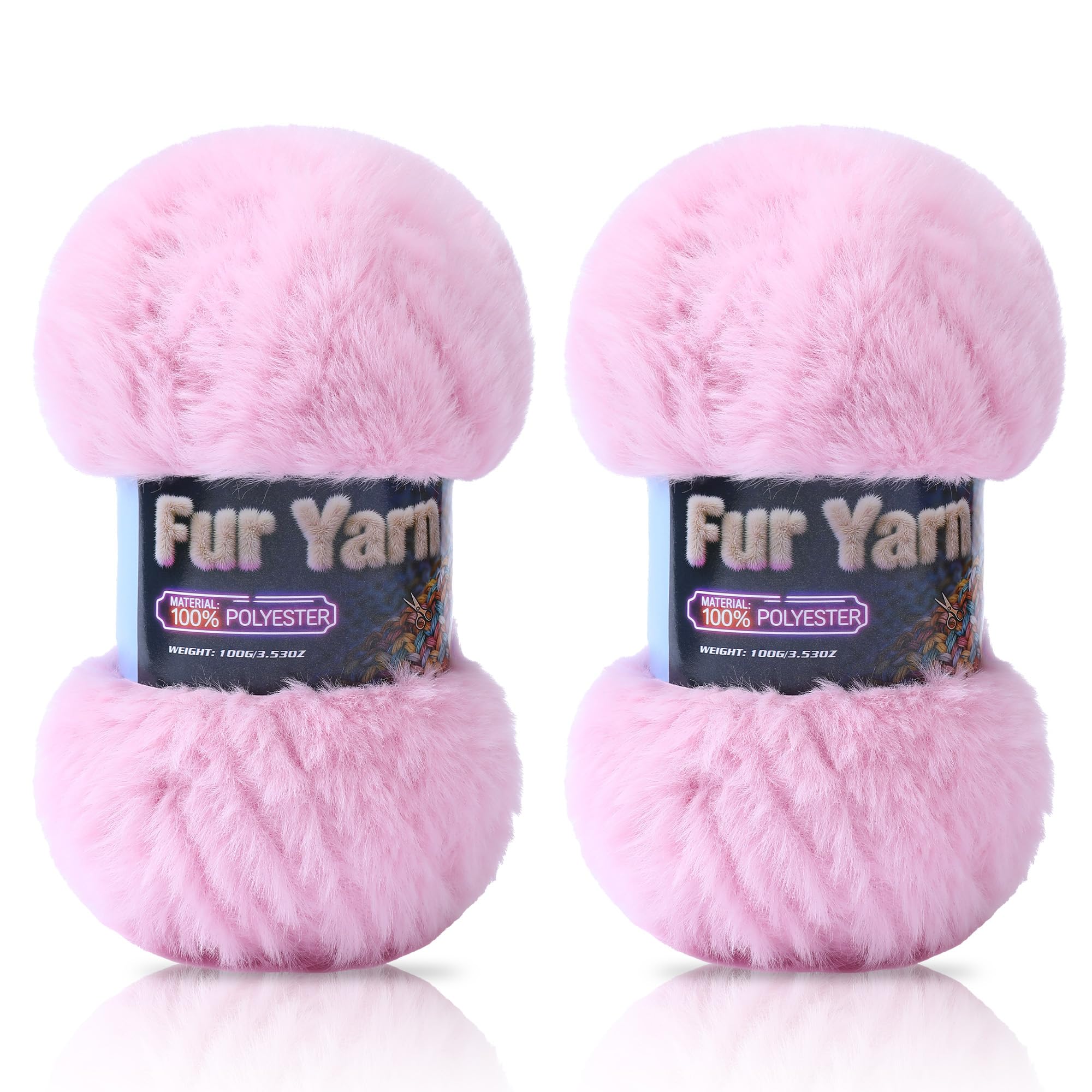 Faux Fur Yarn Soft Fluffy for Crocheting - 2 Skeins(Each 3.5oz/100g, 71yd/65m) - Chunky & Fluffy Yarn for Crochet Amigurumi, Blankets, Hand Knitting, Scarves &Crafts (2, Beige) — view 28