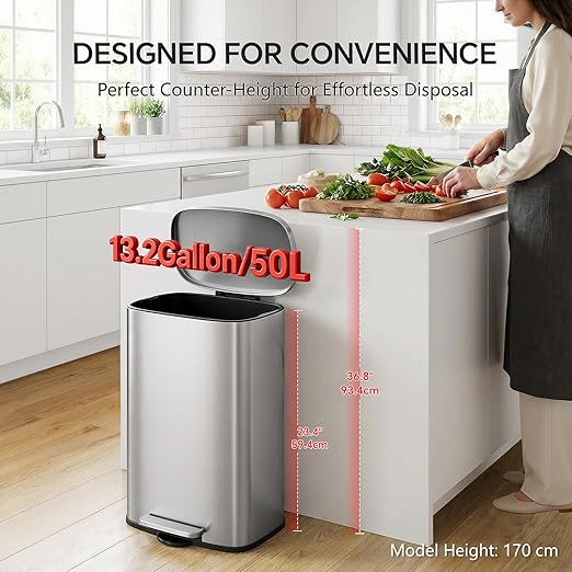 Set de 2 Canecas de Basura con Pedal 50L + 6L Acero Inoxidable miniatura 2