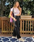 G4Free Pantalon large jambe pour les femmes robe de yoga pantalons avec poches haute taille travail affaires casual sweatpants