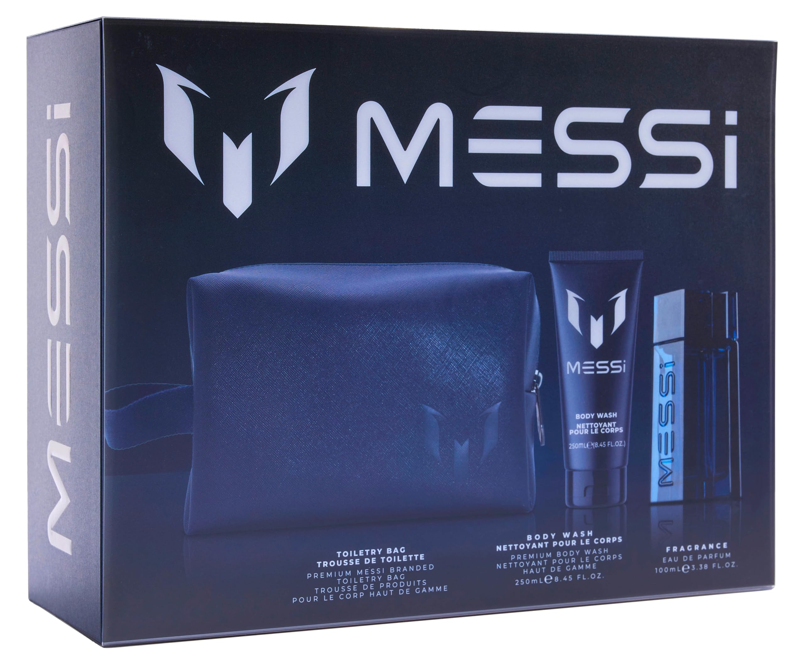 Messi Original Men's 3-Piece Gift Set: 3.4 oz EDP, Body Wash & Toiletry Bag