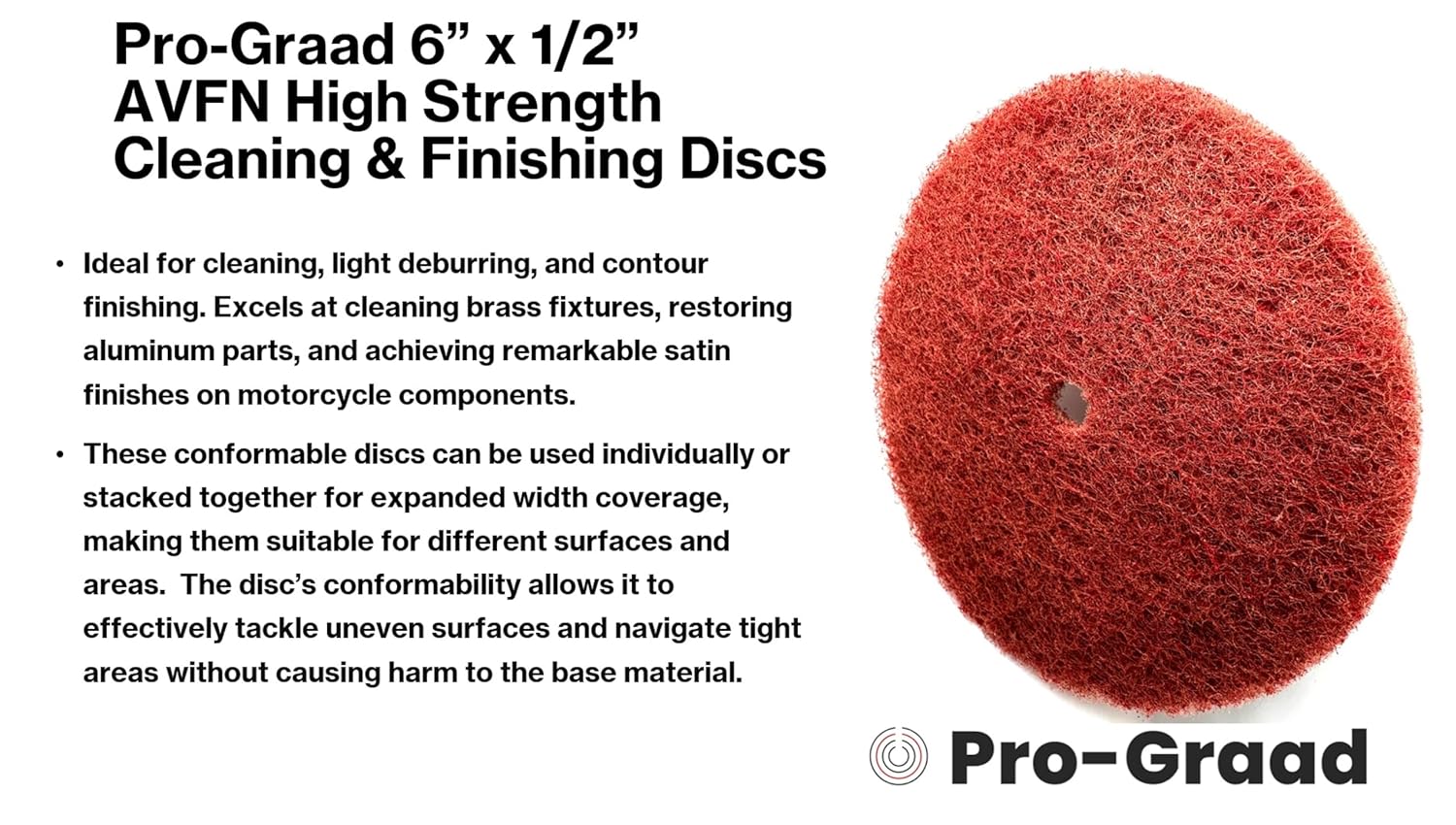 4 Pack 6” x 1/2” Very Fine (AVFN) High Strength Non-Woven Buffing, Blending, Cleaning, Light Deburring & Finishing Discs, 27747, Pack of 4