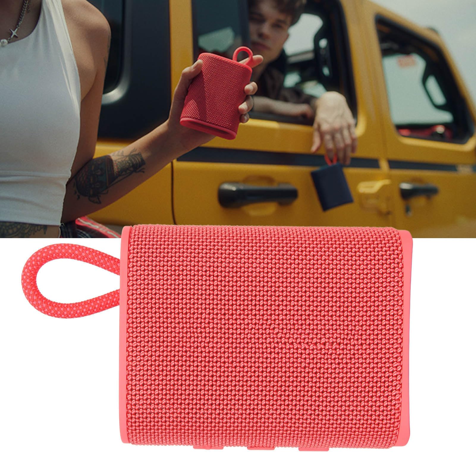 AMONIDA Mini Altavoz Bluetooth 5.3 IPX7 Resistente Al Agua con Sonido Estéreo de 360° para Playa y Actividades Al Aire Libre (Rojo)
