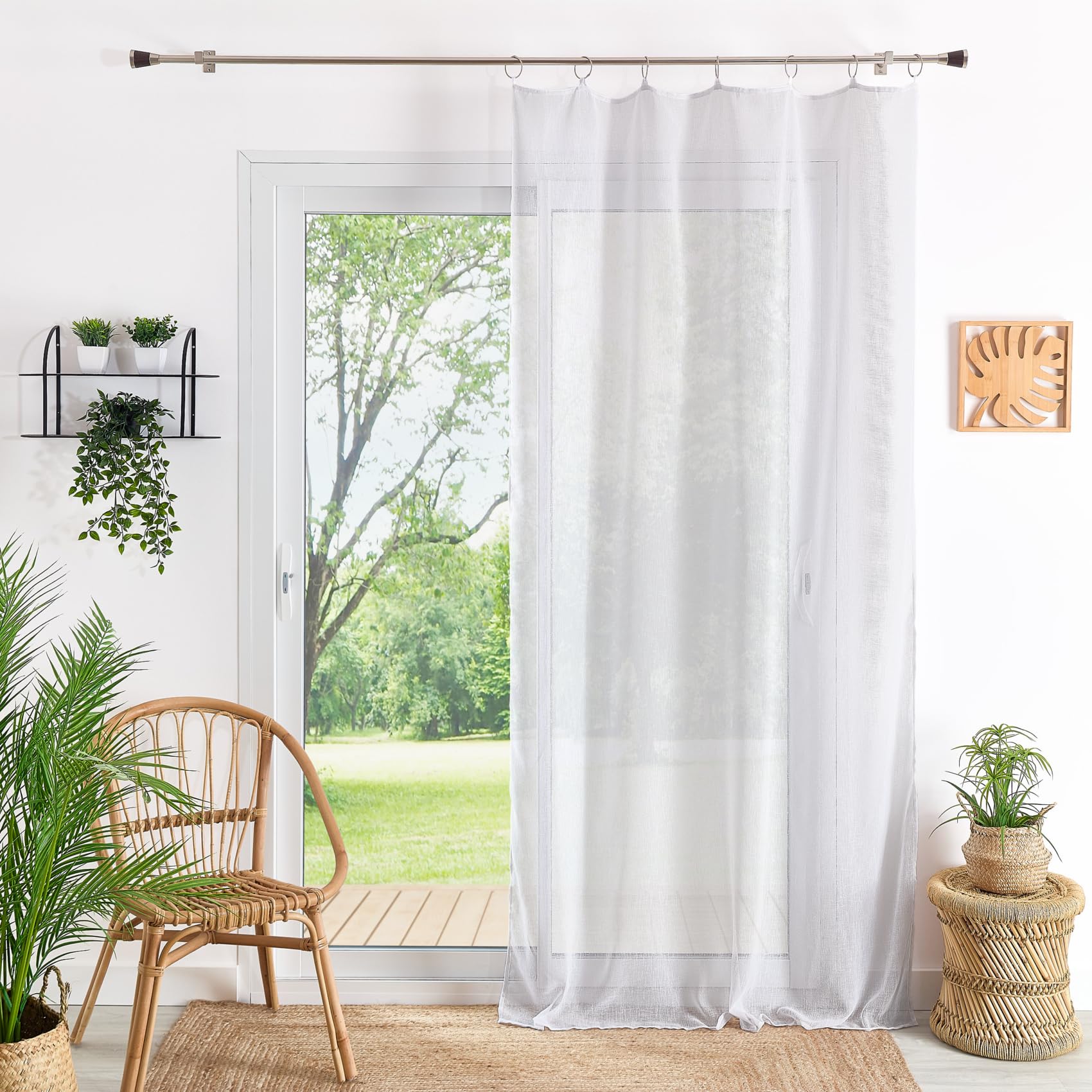 HomeMaison.com Plain White Panel Curtain 140 x 240 cm