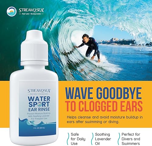 Miniatura 2 de Stream2Sea Water Sport - Enjuague de oídos para nadadores, buceadores y surfistas, 1 onza líquida, gotas naturales biodegradables para los oídos