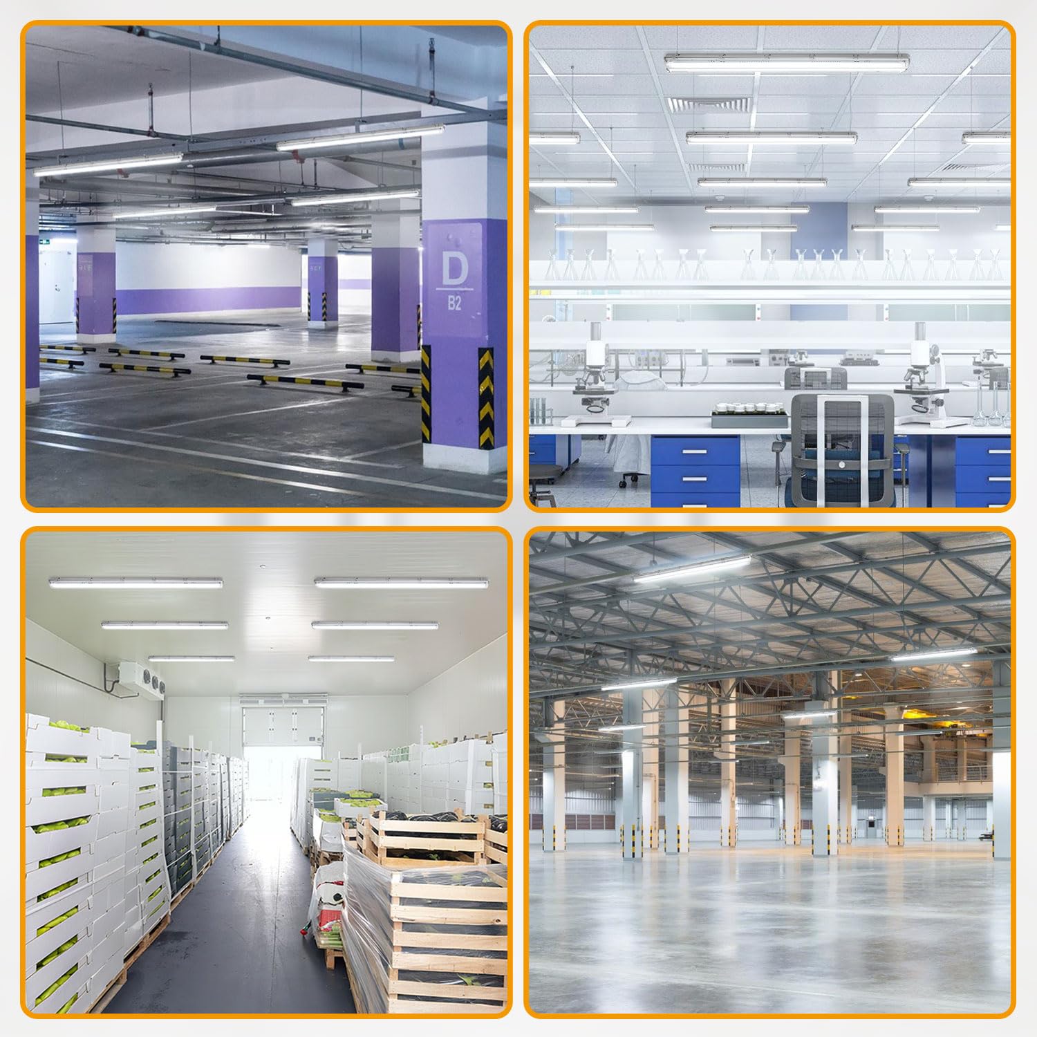 Fiqops Lampada a LED per ambienti umidi, 120 cm, 2 x 18 W, 3600 lm, luce bianca fredda, 6500 K, IP65, impermeabile, per ambienti umidi, doppio tubo T8, lampada tubolare da officina, per garage
