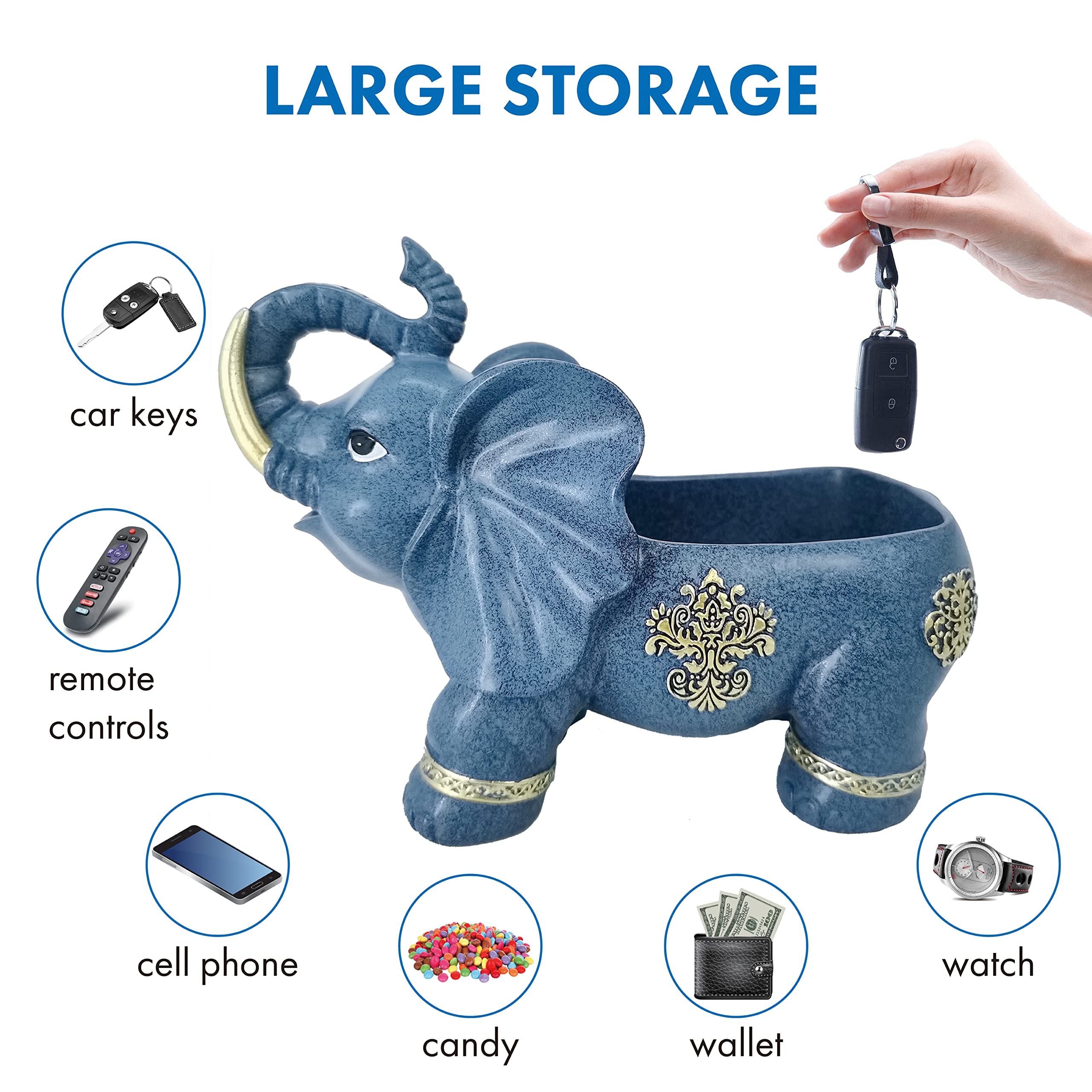 Amazon.com: JORAE Elephant Statue Fun Candy Dish Key Bowl Home