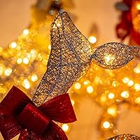 Vista 7 de YULETIME 3 piezas preiluminadas 3D de renos de Navidad, decoración familiar de ciervos de Navidad con purpurina iluminada, con luces LED blancas