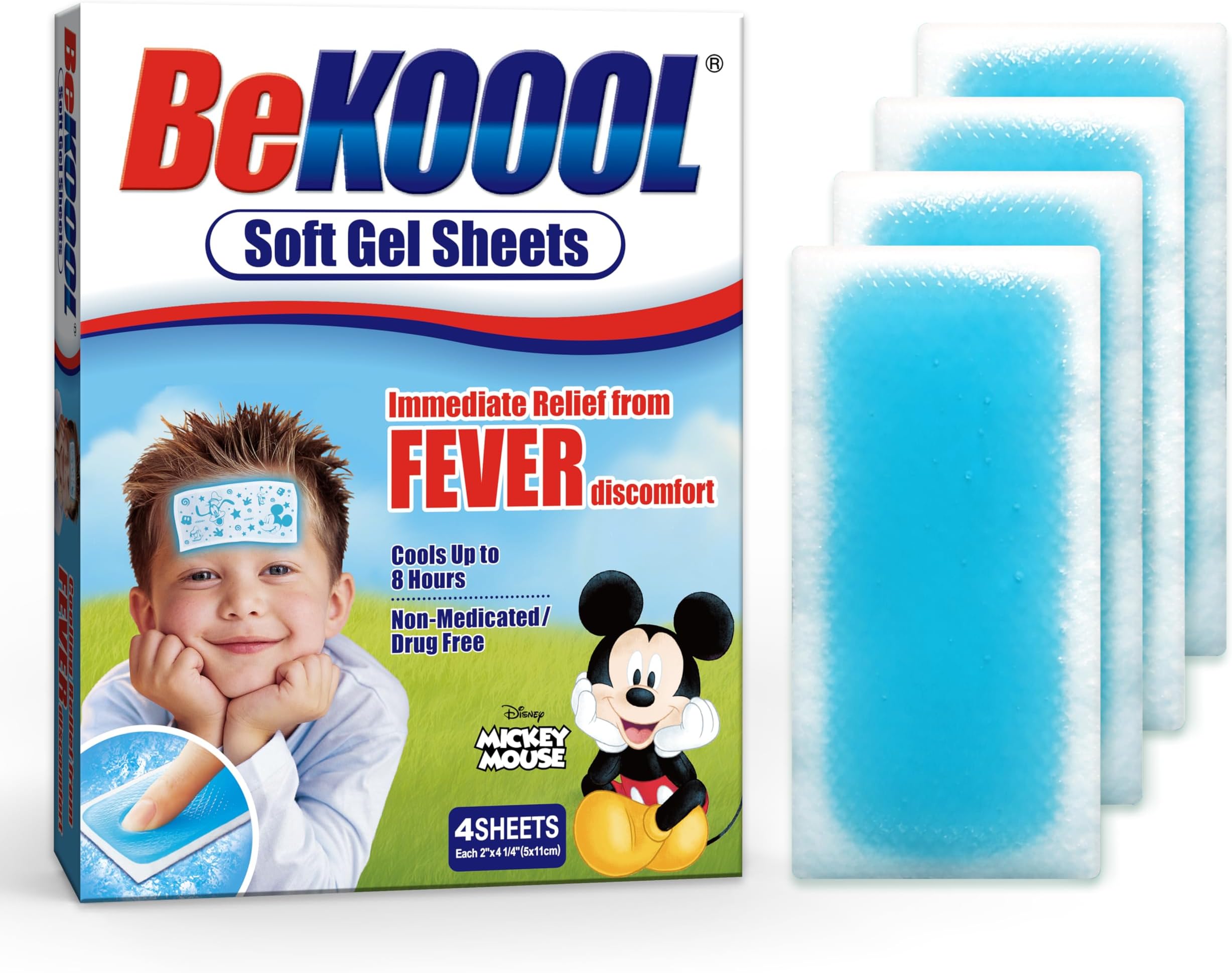 Soft Gel Sheets for Kids for Cooling Relief from Fever discomfort | 4 Count