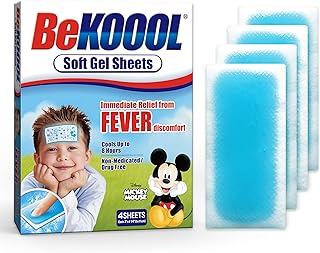 BEKOOOL Soft Gel Sheets for Kids for Cooling Relief from Fever discomfort | 4 Count