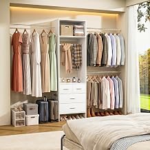 WelFurGeer Closet Organizer System with 4 Drawers & 4 Hanging Rods