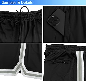 KXK Mens Mesh Basketball Shorts,Gym Running Training Shorts with Pockets