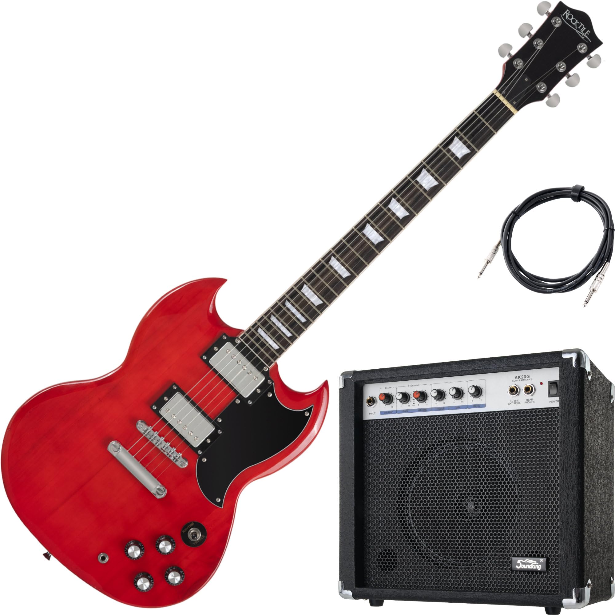 Rocktile Pro S-Red Chitarra Elettrica Heritage Cherry AK20G Set, Serie: Pro