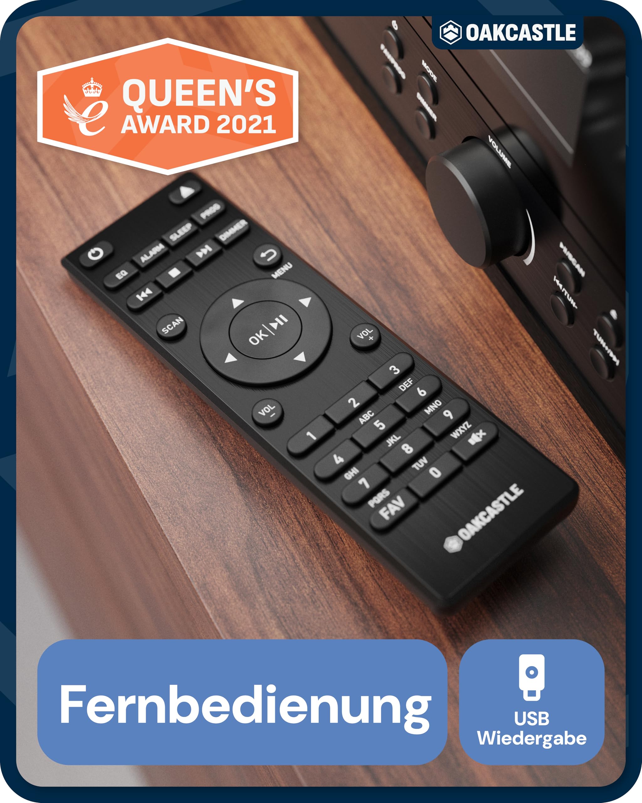 OAKCASTLE DAB400 HiFi DAB Radio mit CD Player | 60W 2.0 Stereoanlage | UKW Radio HiFi Anlage mit Bluetooth 5.2 | Kompaktanlagen mit Farbdisplay & Inklusive Fernbedienung | Mini Musikanlage CD Spieler