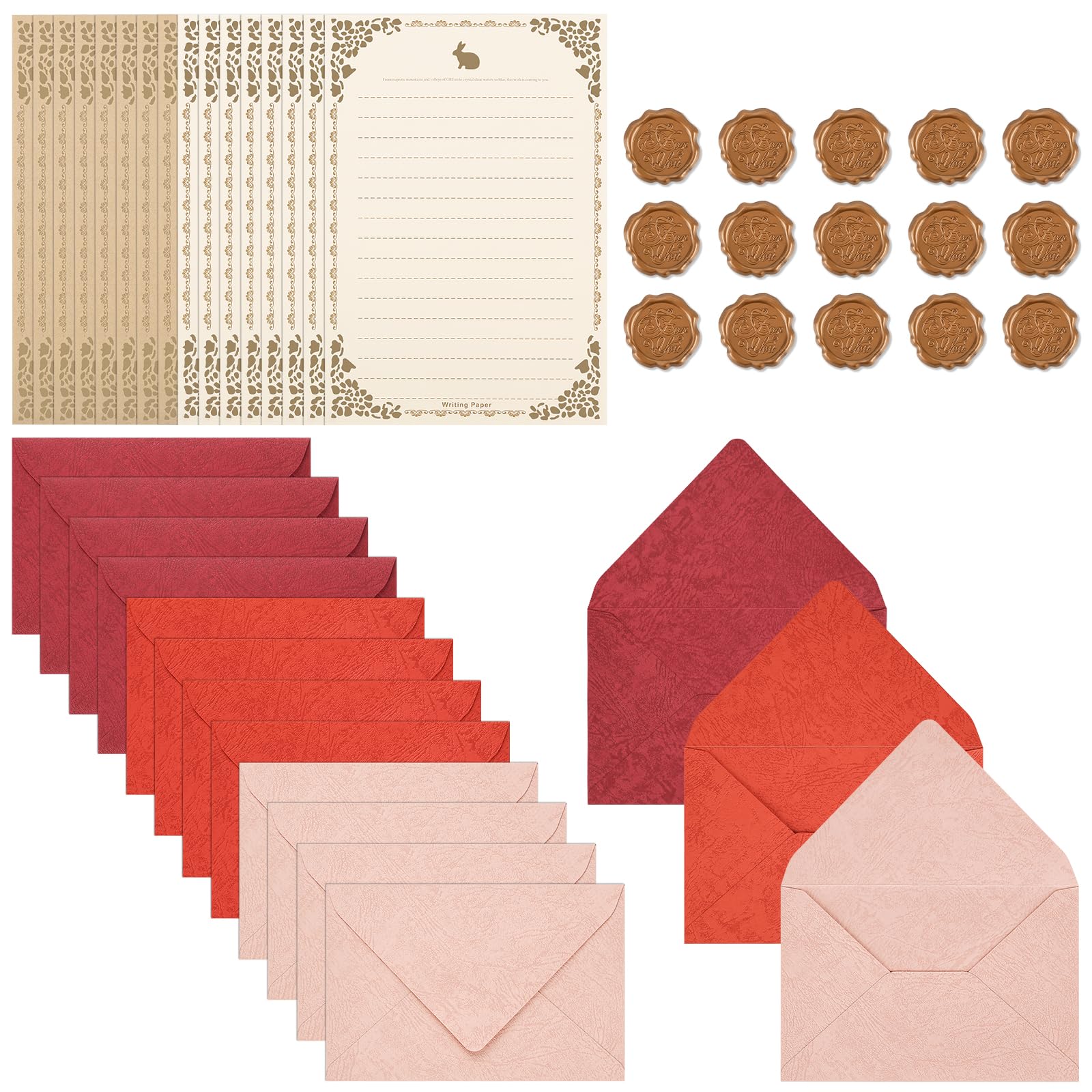 BAYTORY 46Pcs Letter Writing Kit, Stationery Paper and Envelopes Set, A6 Aesthetic Envelopes, Letter Writing Stationery for Love Letter, Invitation (