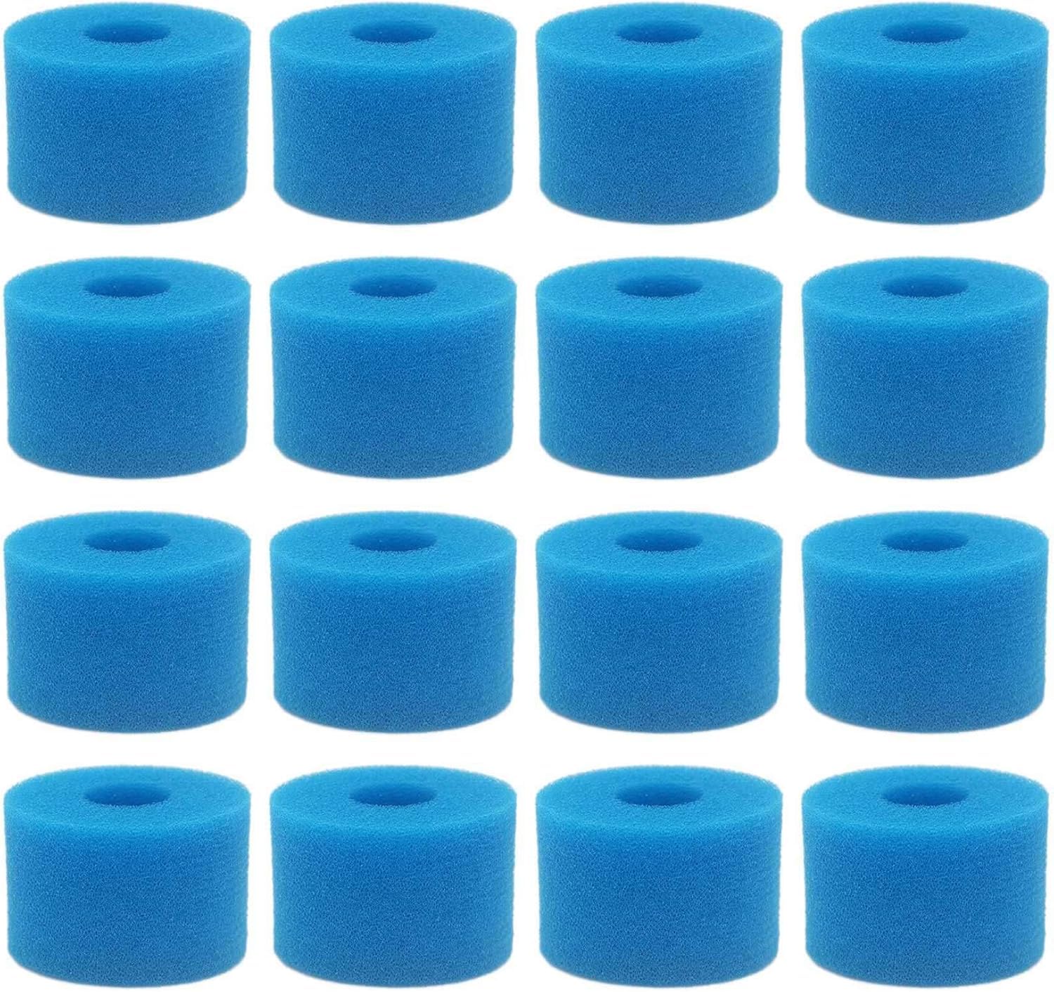 16 Pack Reusable Foam Filter Cartridge, Type S1 Universal Washable Sponge Filter for Hot Tub & Spa