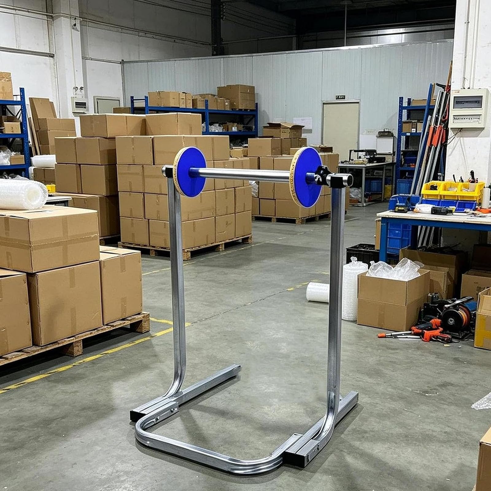 Tischhalterung füR Luftpolsterfolie Verstellbarer Rollenspender | Vertikaler Rollenhalter füR Verpackungsfolie Verzinktes Stahlrohr Flexible Schnalle Geeignet füR Den Transport(30cm/11.8in)
