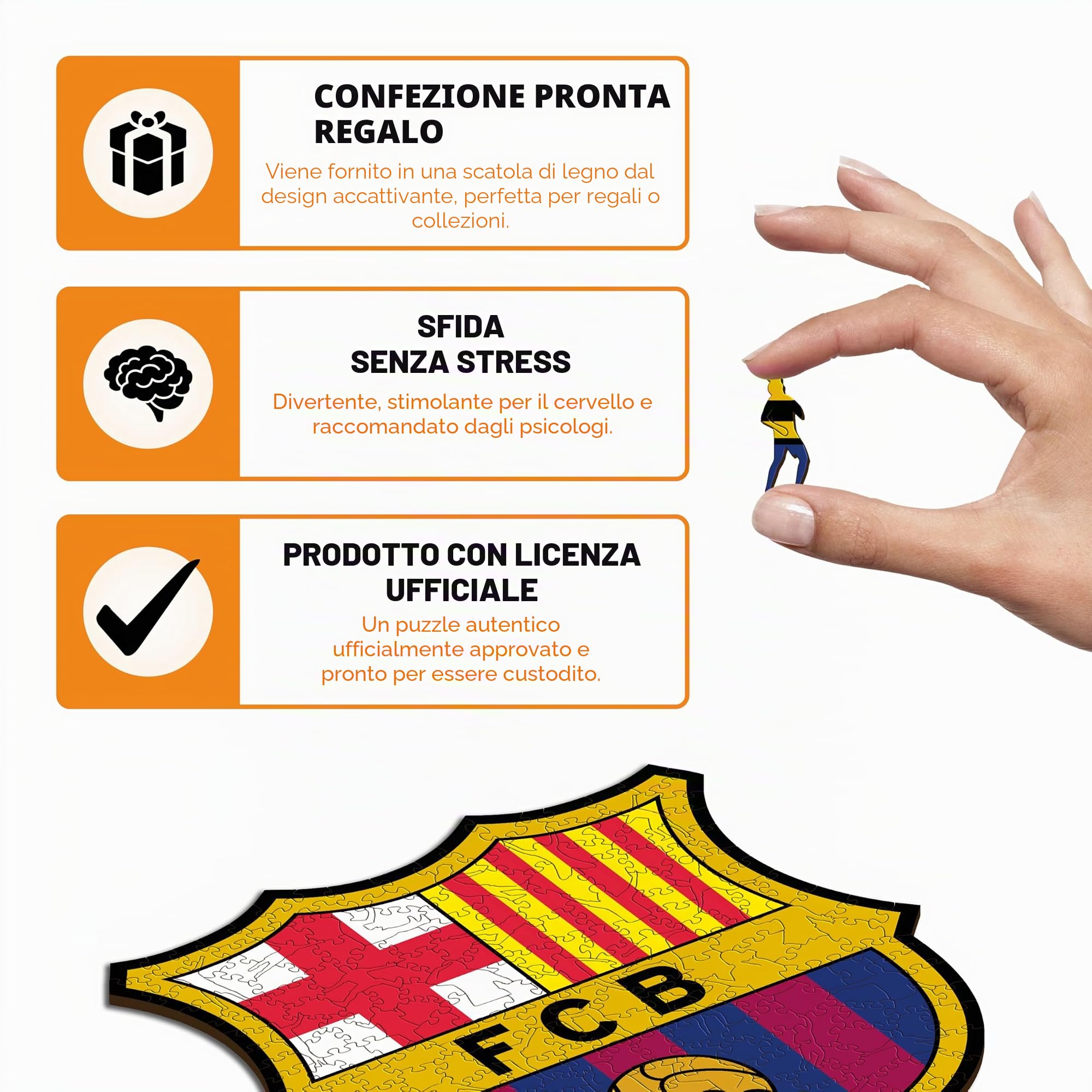 Iconic Puzzles, Barcellona Logo, Prodotto Ufficiale, Puzzle in Legno per Adulti e Bambini, Legno 100% Sostenibile