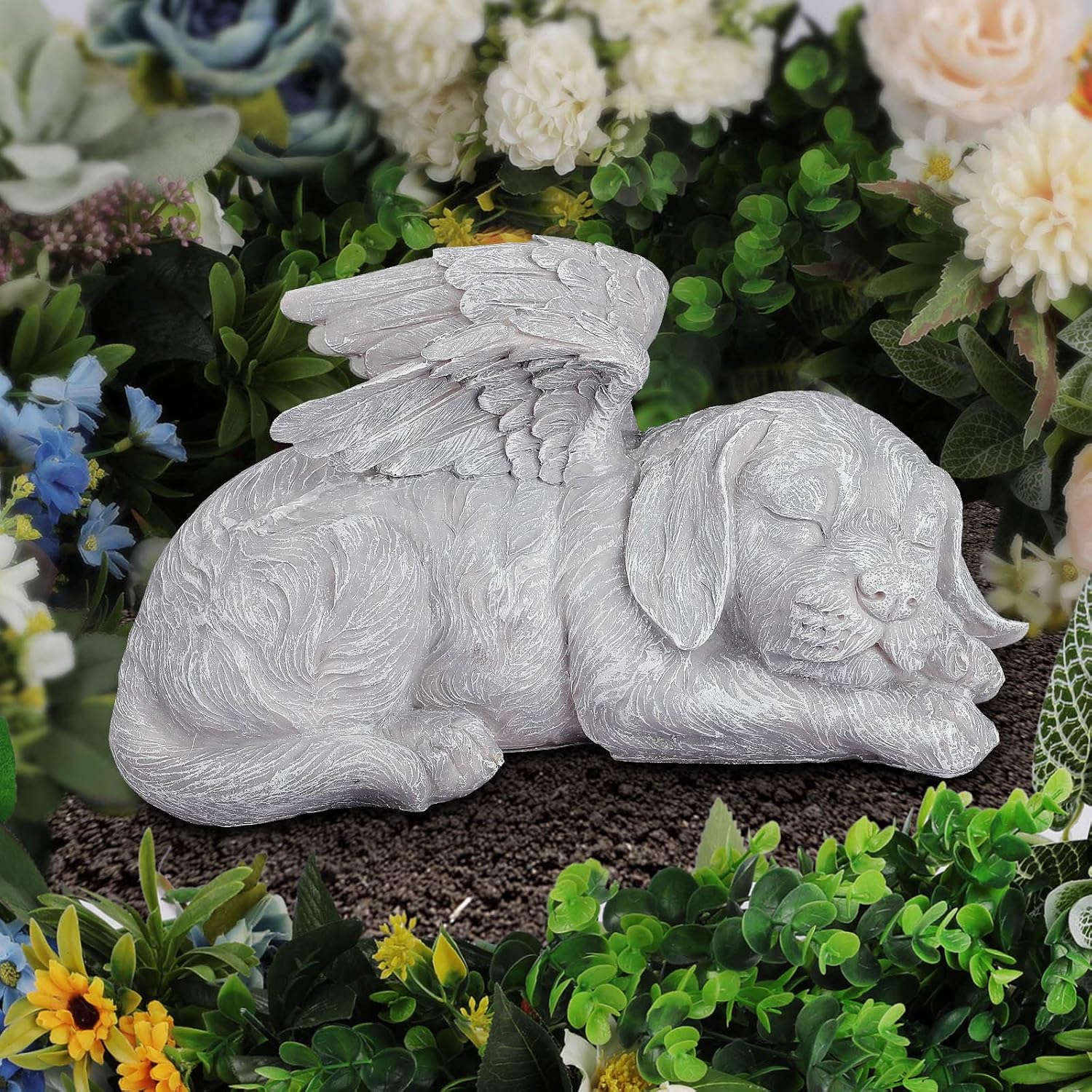 Giftchy Pet Memorial Stones for Dogs, Angel Dog Bereavement Gifts, Pets Grave Marker & Tribute Statue (9.875