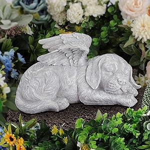 Giftchy Pet Memorial Stones for Dogs, Angel Dog Bereavement Gifts, Pets Grave Marker & Tribute Statue (9.875