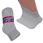 Diabetic Ankle Socks, Non-Binding Circulatory Doctor Approved Cushion Cotton Quarter Socks for Mens Womens (3 Pack Grey)