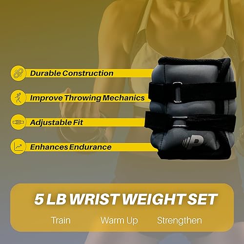 Miniatura 3 de Premier Pitching Wrist Weight Set Adjustable Neoprene Weighted Hand Weights Strength Training Fitness Workout, Running, Lifting Hook and Loop