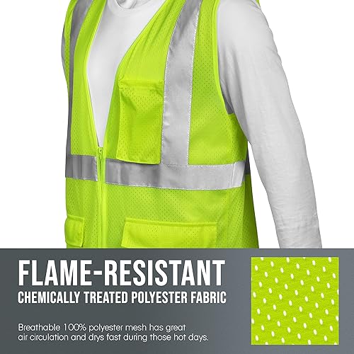 Miniatura 5 de Glow Shield High Visibility Class 3 ANSI Safety Vest with Sleeves, Wide Reflective Stripes & Zipper Closure, S to 4XL