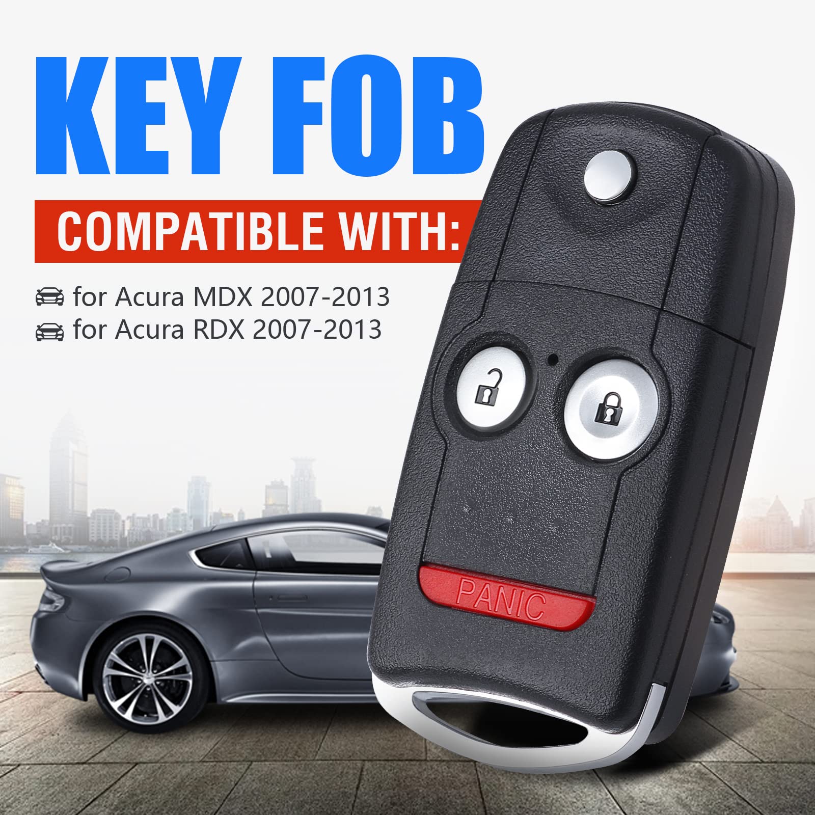 Keymall Telecomando di ricambio per chiavi auto per Acura MDX/RDX 2007 2008 2009 2010 2011 2012 2013 FCC ID:N5F0602A1A P/N:35111-STX-325/327 3 pulsanti..