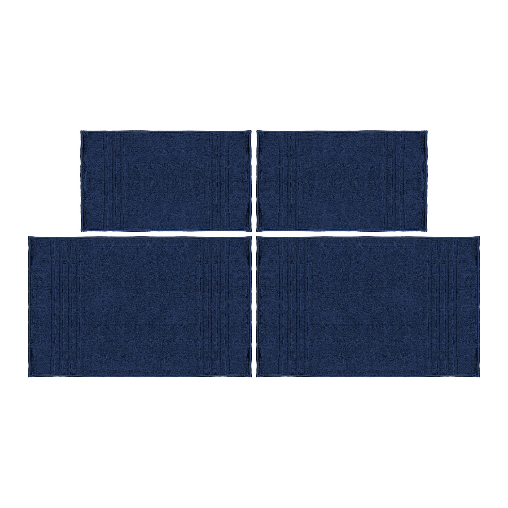 Mosobam Luxury Turkish 4pc Bath Mat Bundle XL and Regular Sizes Navy Blue 1000 GSM Bamboo Viscose & Aegean Turkish Combed Cotton