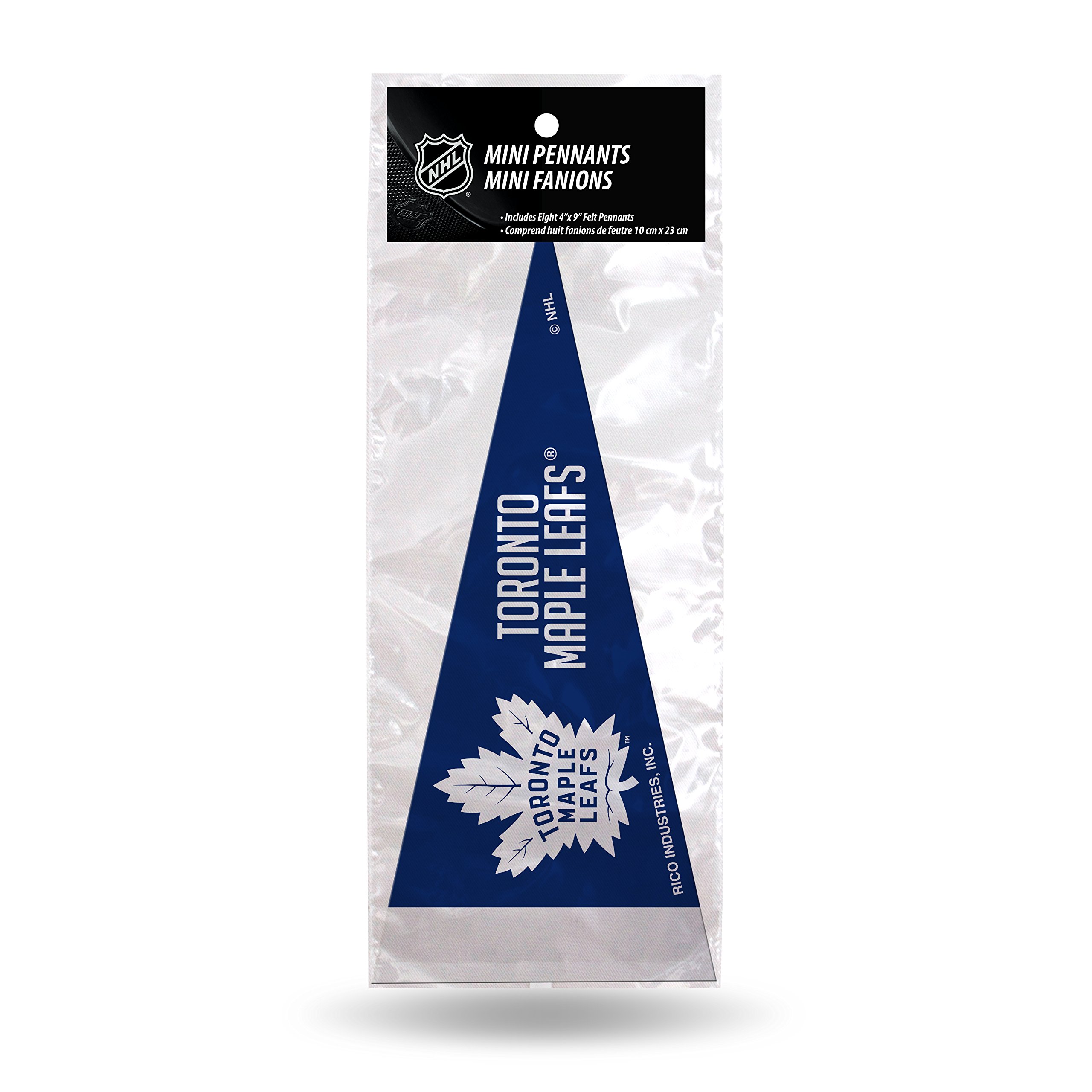 Rico Industries NHL 8-Piece 4-Inch by 9-Inch Classic Mini Pennant Décor Set, Toronto Maple Leafs