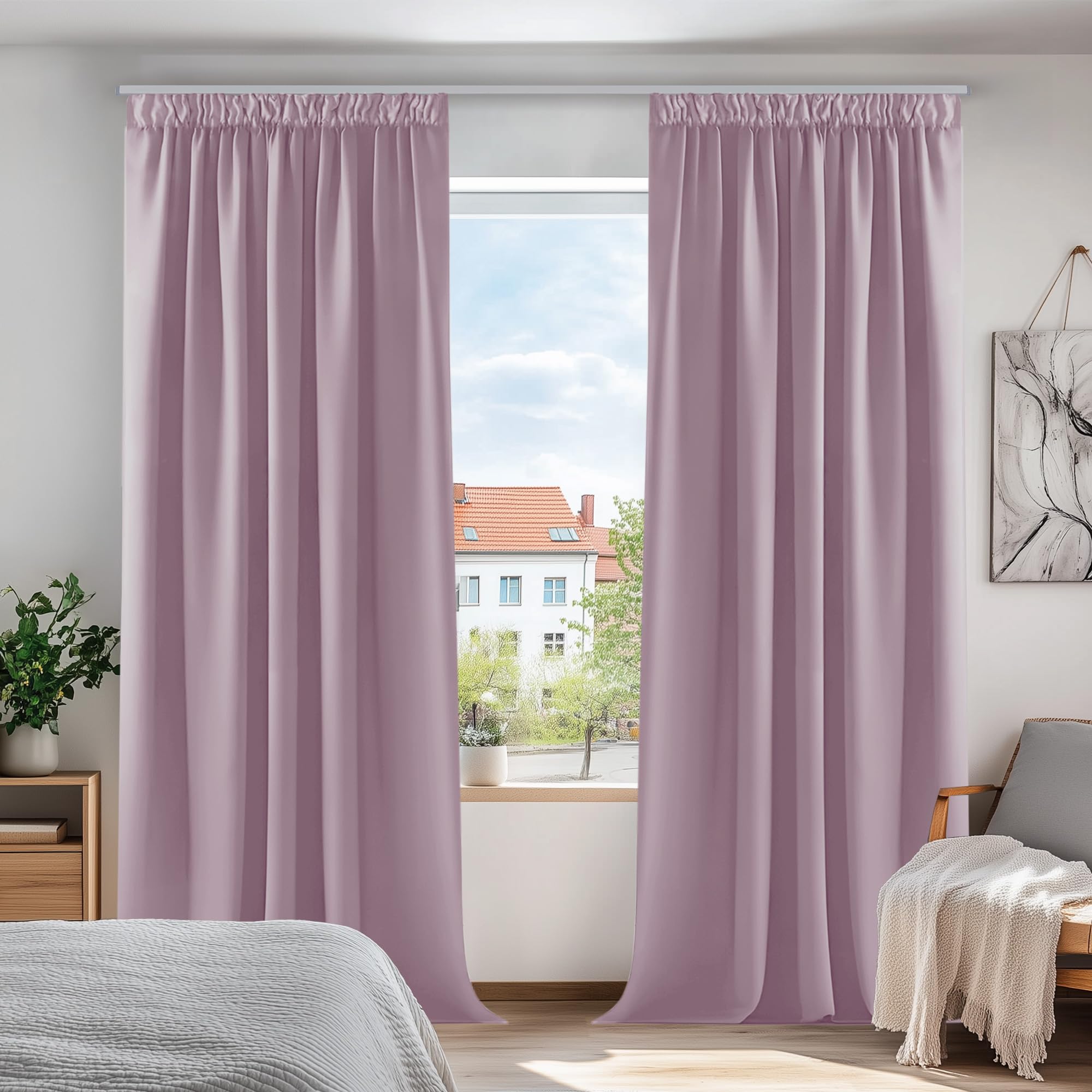 Deconovo Gardinen mit Kräuselband Blickdicht Vorhänge Kälteisolierend Thermovorhang für Balkontür Schlafzimmer 2 Stück
