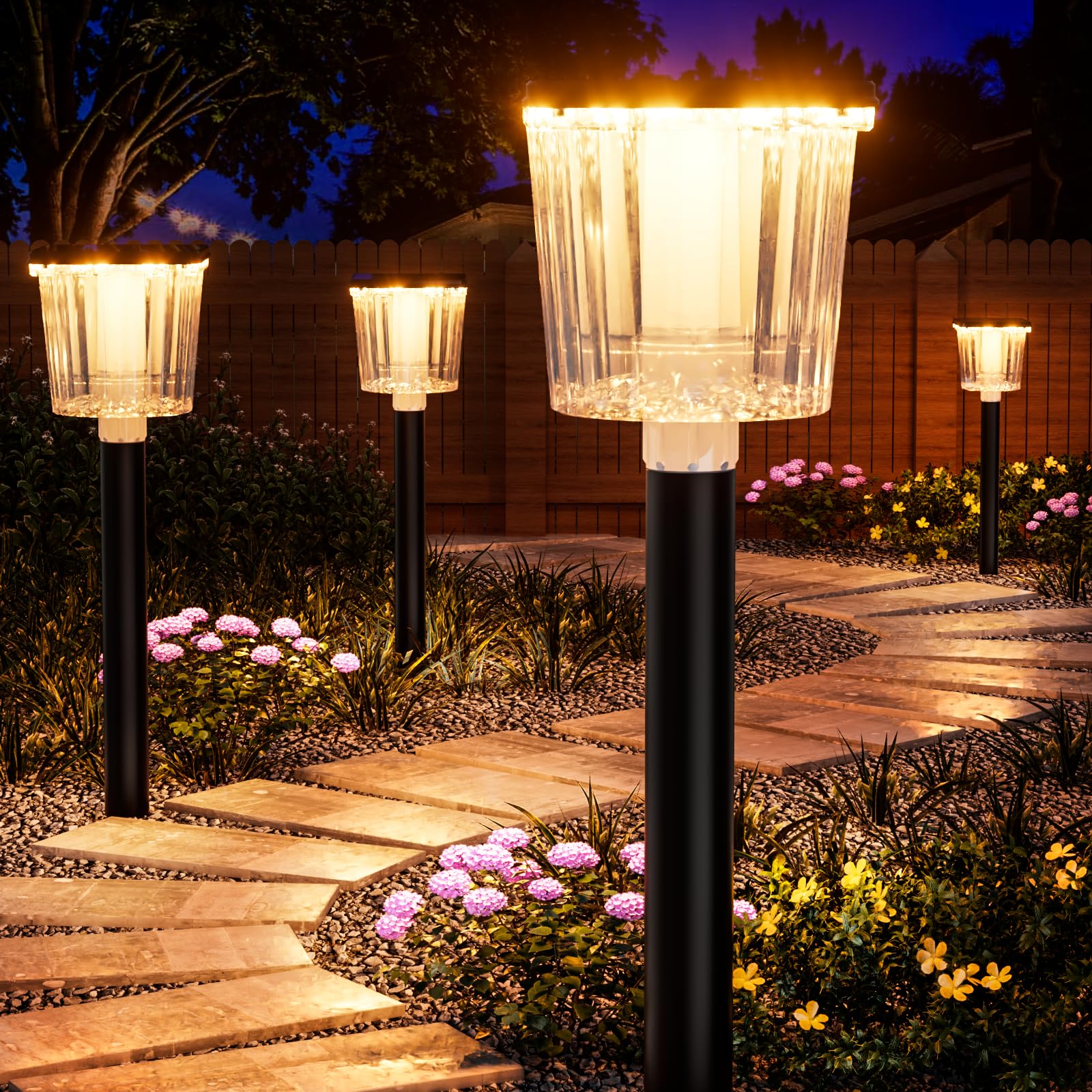 BITPOTT Sehr Hell Solarlampen für Außen Garten,2 Stücke Longlife Solarleuchten Garten Winterfest Mit Braunem Ständer,Solar Gartenleuchten IP65 Wassserdicht, Wegeleuchten außen für Wege,Terrasse,Rasen