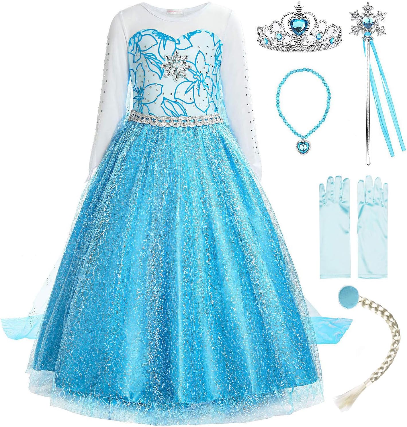 Little Girls Snow Princess Fancy Dress Queen Costume, Blue