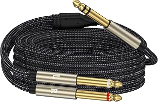 1/4 inch TRS Stereo Y-Splitter Insert Cable, 1/4 Inch Male Jack to Dual 1/4inch(6.35mm) Male TS Mono Breakout Cable Audio Patch Cord -10FT