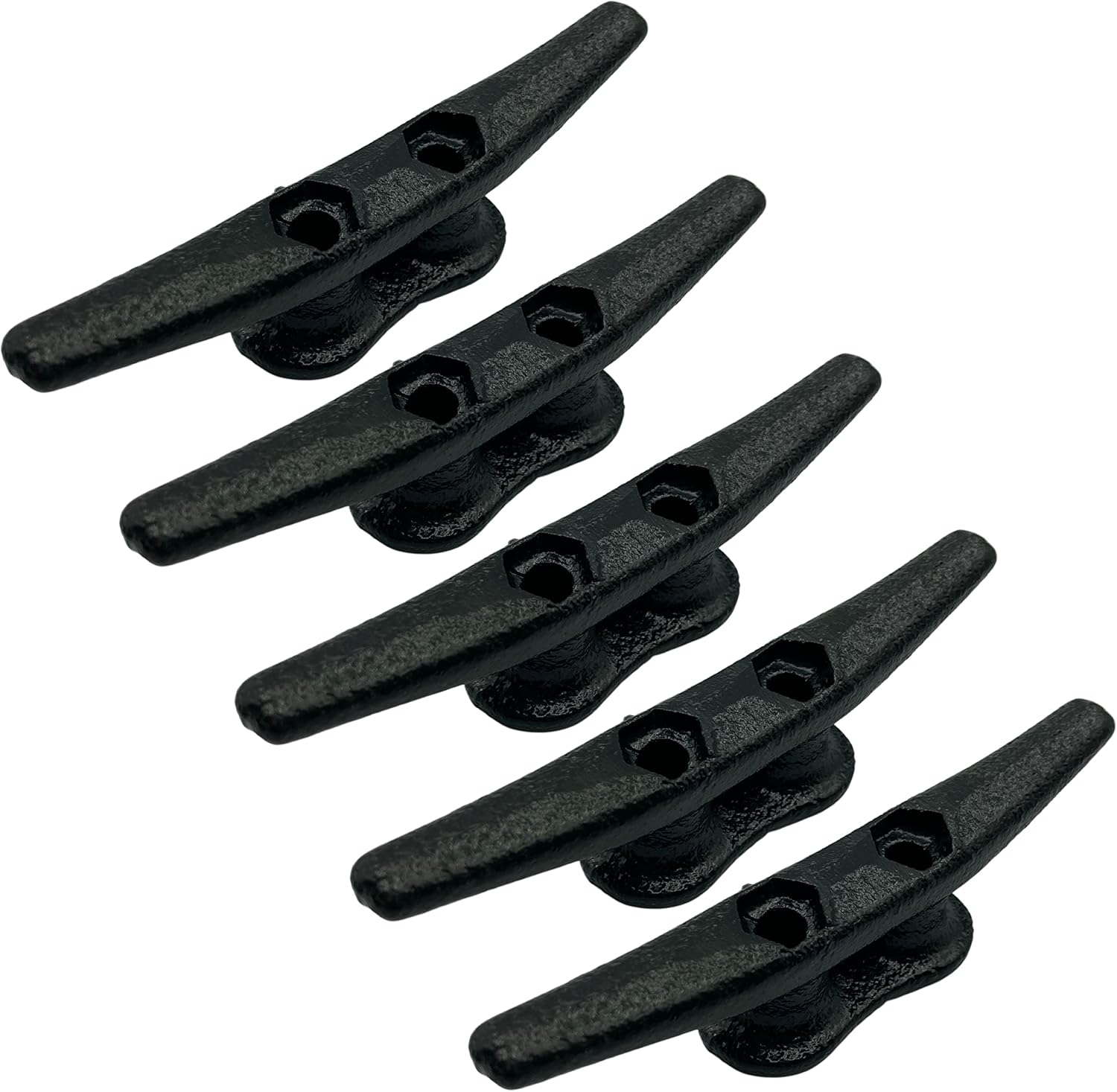 ZUJARA 4 inch Black Boat Cleats, 5Pack Electrophoretic Coated Black Cast Iron Dock