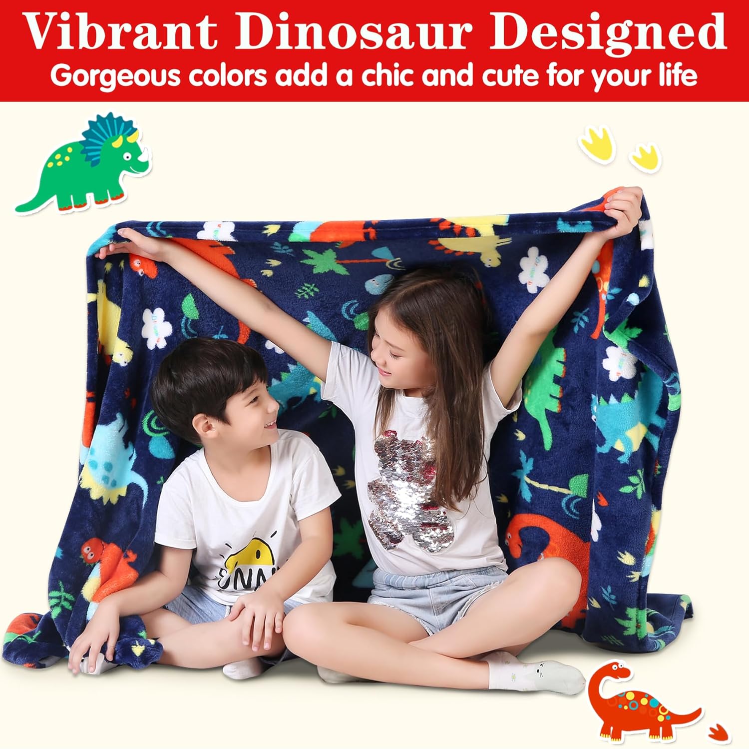 Lukeight Dinosaur Toddler Blanket Gifts for Boys and Girls, Plush Dino Throw Blanket for Kids and Adults, Thick and Warm Kids Blanket Birthday Gifts for Teens (Dinosaur, 50x60 Inches) - Image 4