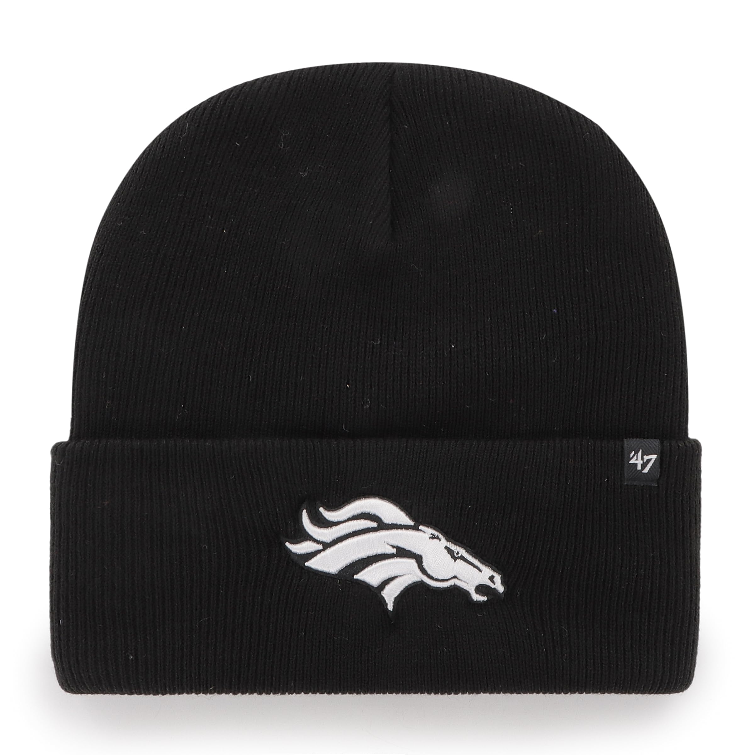 47 Denver Broncos NFL Haymaker Unisex Beanie Cuff Knit, One Size Fit, Team Badge, Black